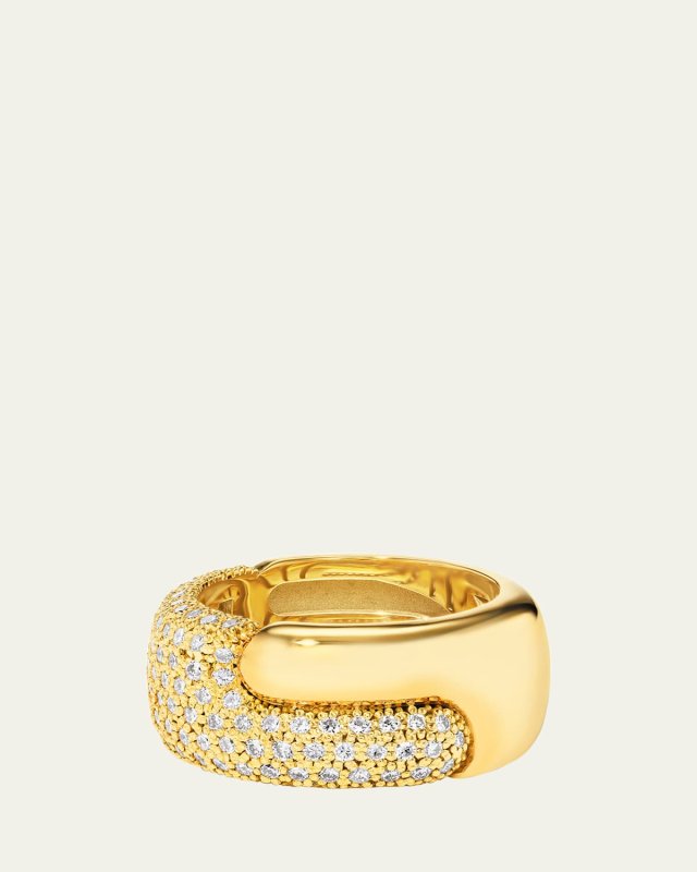 18K Yellow Gold Holos Wide Band with Diamonds